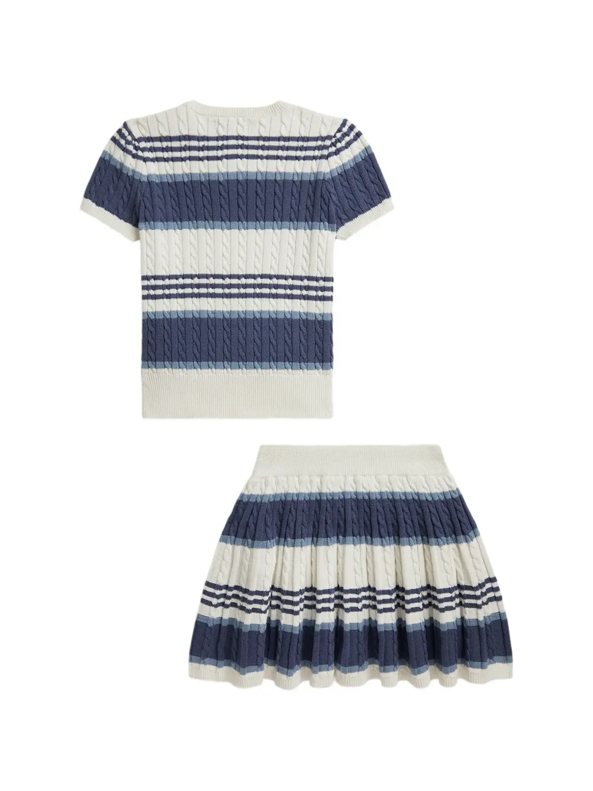 POLO RALPH LAUREN KIDS ケーブルニット ロゴ刺繍 スカートセット - ブルー - 画像2