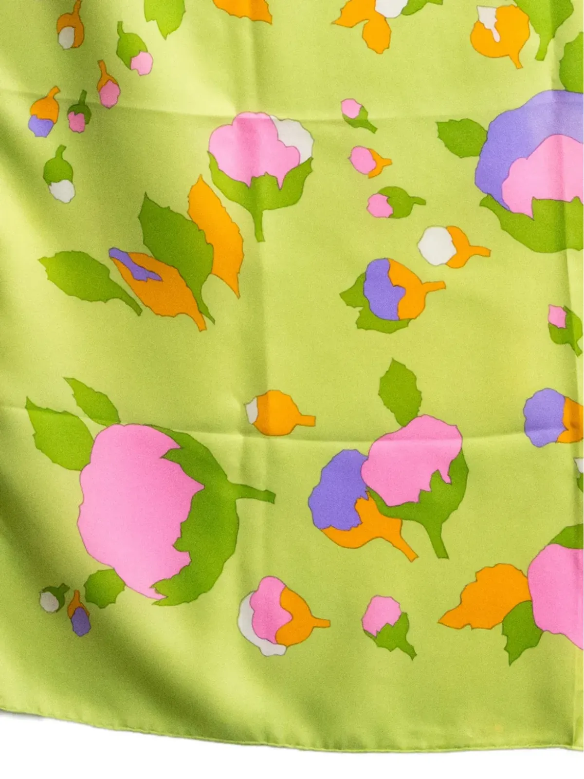 Christian Dior Pre-Owned 1970年代花柄シルクスカーフ グリーン - 画像5