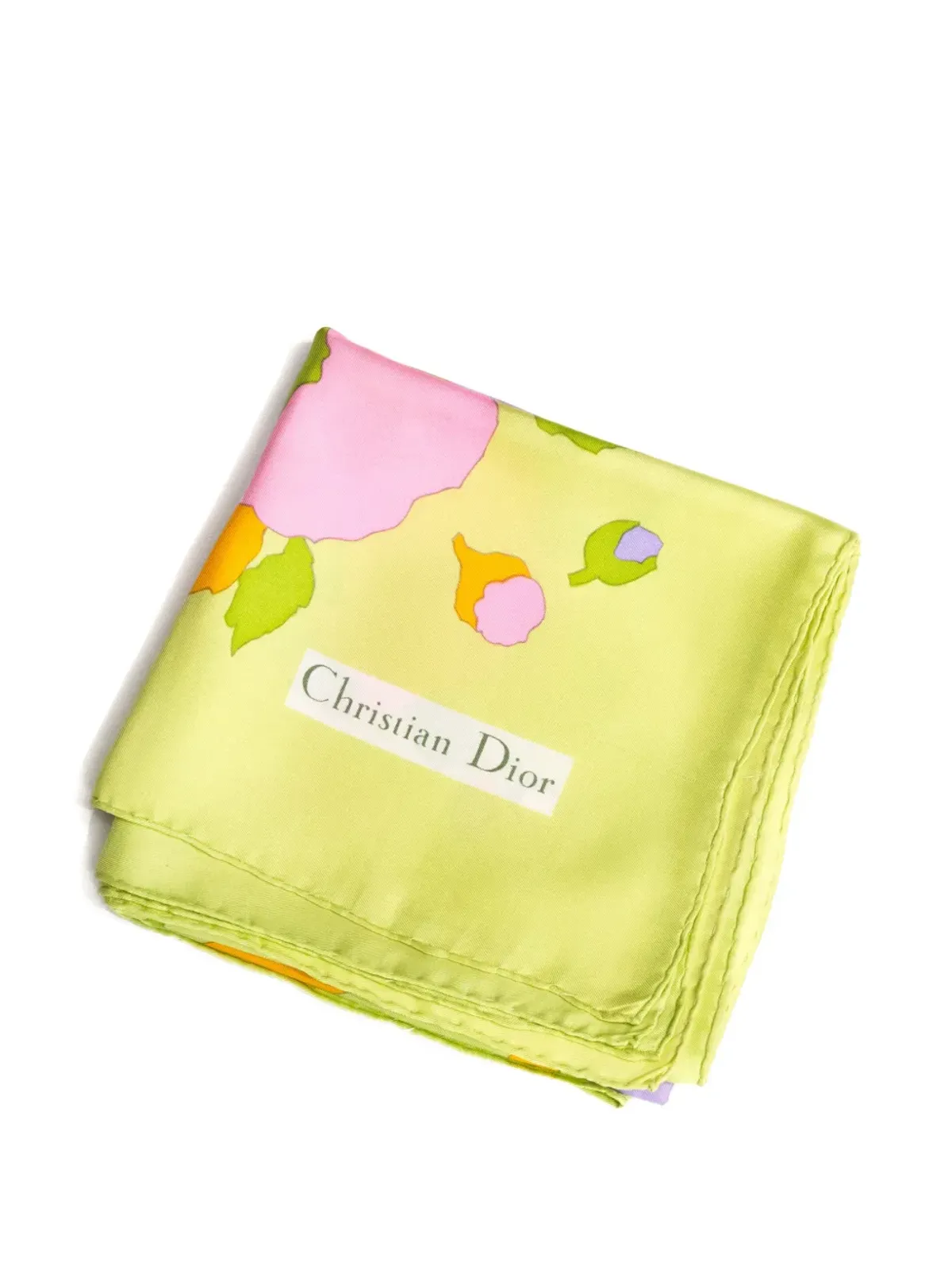 Christian Dior Pre-Owned 1970年代花柄シルクスカーフ グリーン - 画像2
