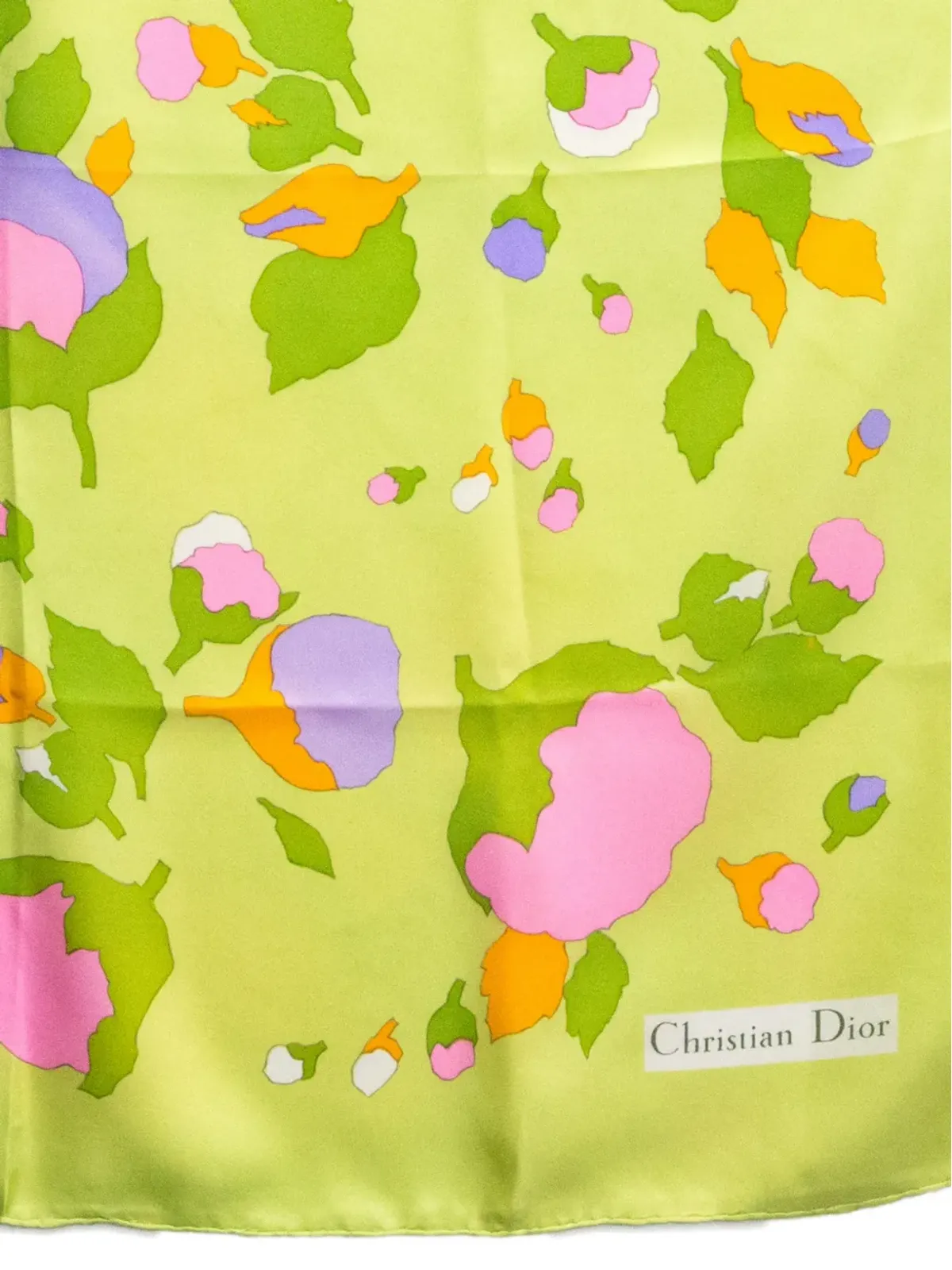 Christian Dior Pre-Owned 1970年代花柄シルクスカーフ グリーン - 画像4