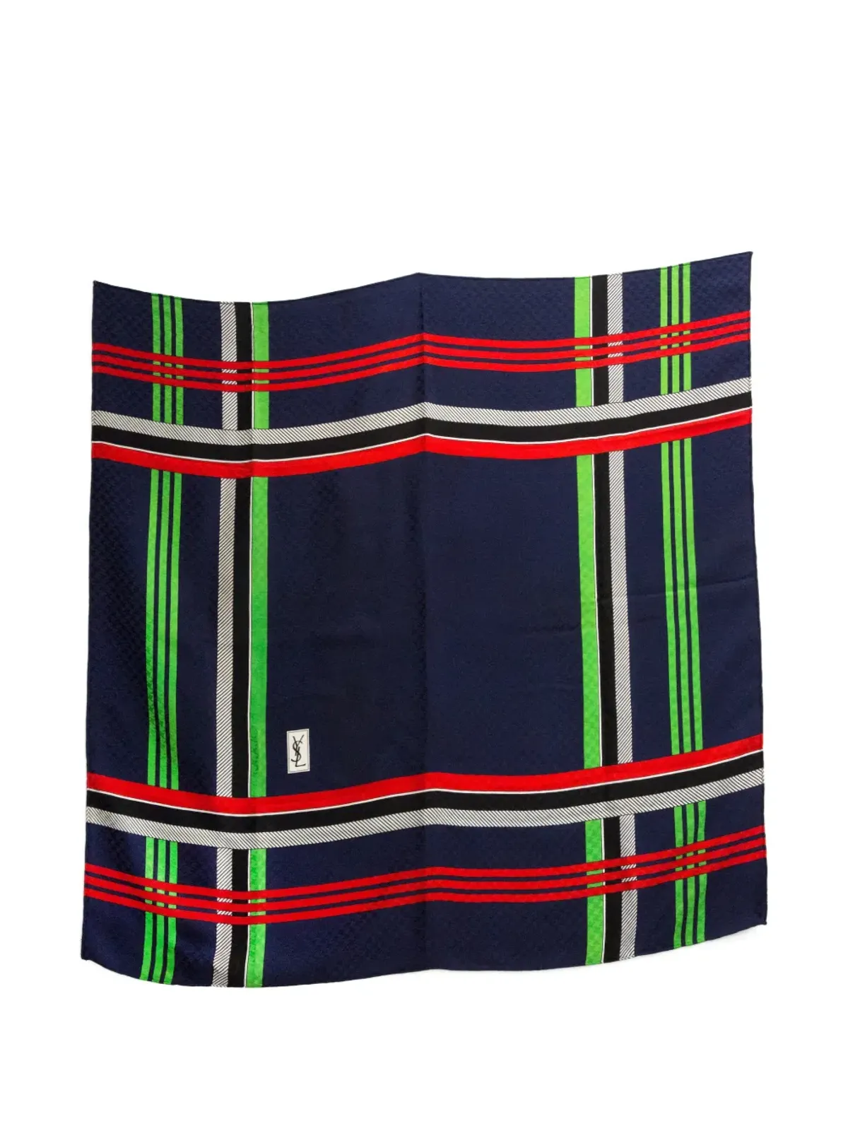 Saint Laurent ビンテージ 1990年代 チェック柄 シルク スカーフ - 画像1