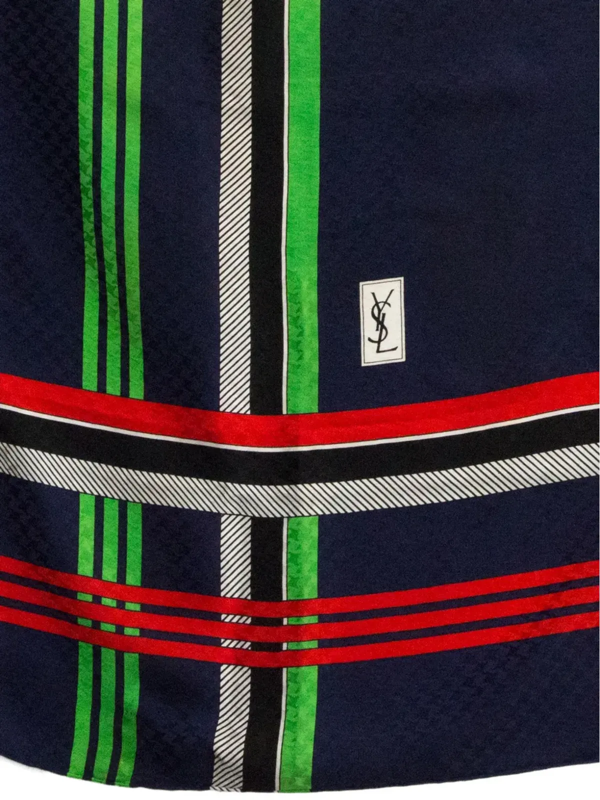 Saint Laurent ビンテージ 1990年代 チェック柄 シルク スカーフ - 画像5