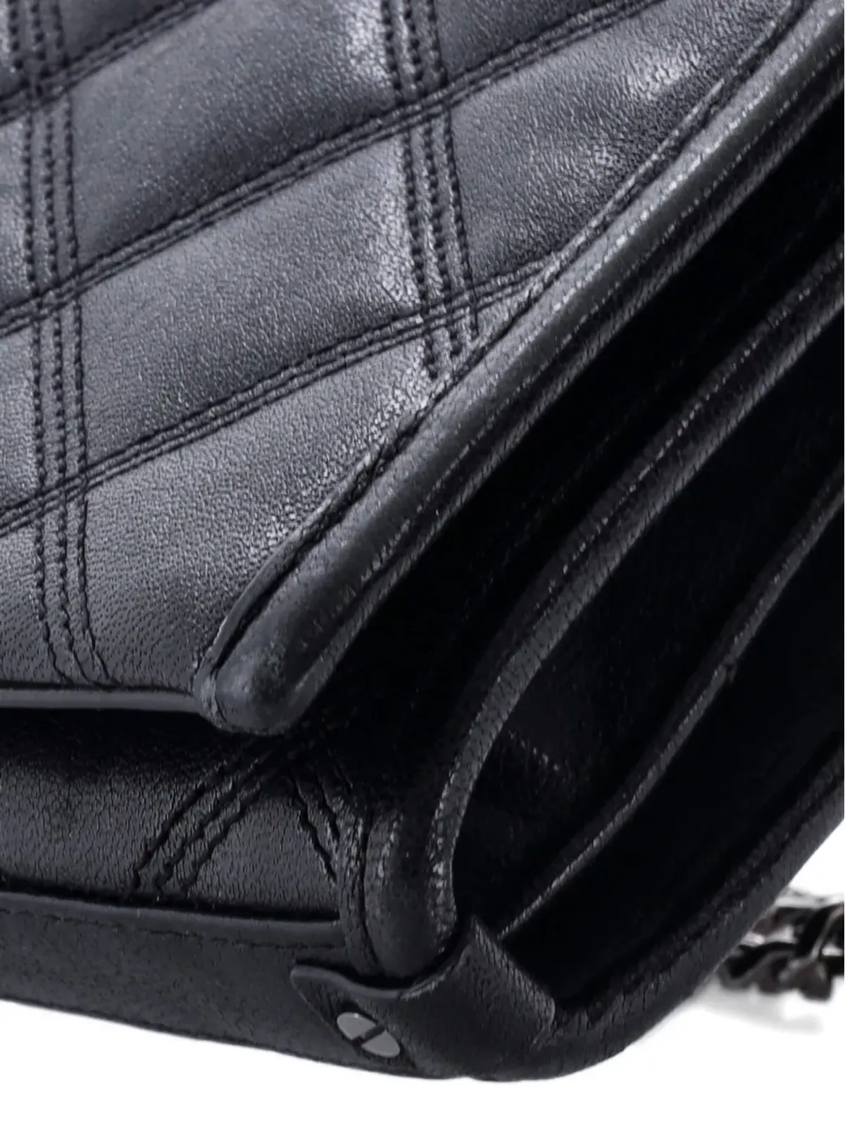 Saint Laurent Pre-Owned Becky Chain Wallet Quilted Leather Shoulder Bag - Black - 画像5