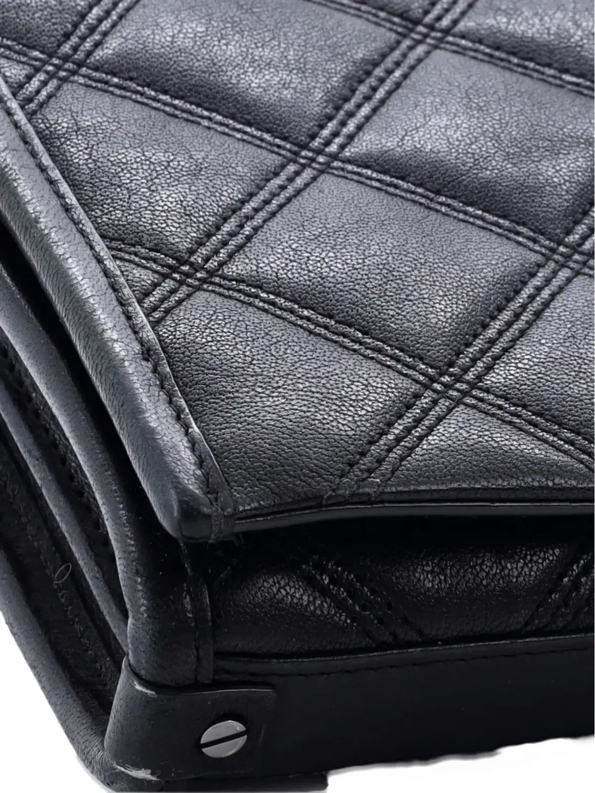 Saint Laurent Pre-Owned Becky Chain Wallet Quilted Leather Shoulder Bag - Black - 画像4