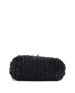 Miu Miu Pre-Owned Flower Crystal Chain Woven Raffia shoulder bag - Black - サムネイル4