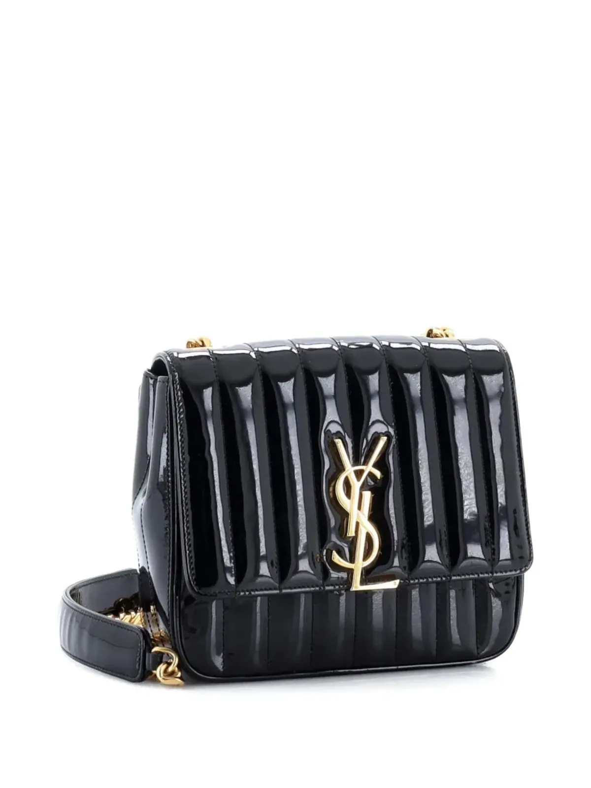Saint Laurent Pre-Owned Vicky バーティカル・キルテッド・パテント ミディアム・クロスボディバッグ - ブラック - 画像3