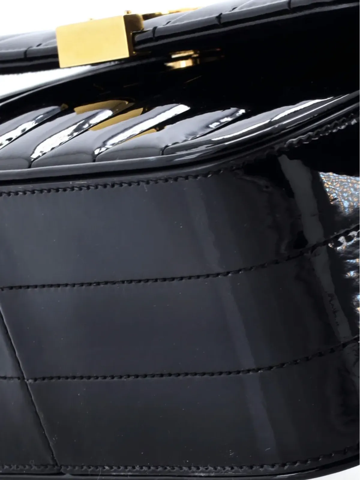 Saint Laurent Pre-Owned Vicky バーティカル・キルテッド・パテント ミディアム・クロスボディバッグ - ブラック - 画像4