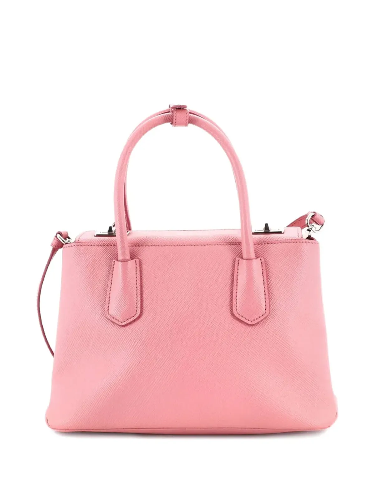 Prada Pre-Owned ターンロック キュイ ツイン トート サフィアーノレザー ミニ サッチェル ピンク - 画像2