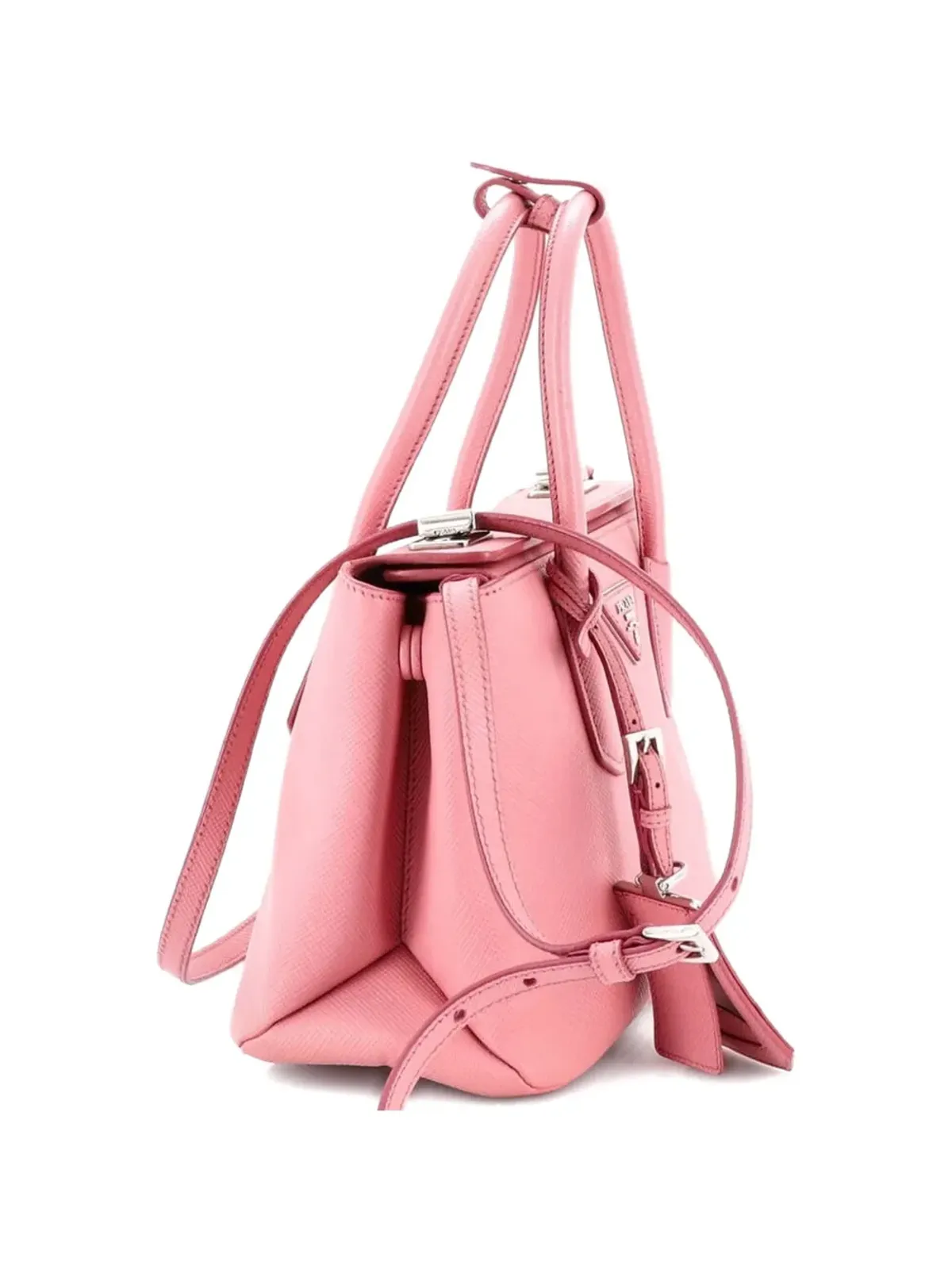 Prada Pre-Owned ターンロック キュイ ツイン トート サフィアーノレザー ミニ サッチェル ピンク - 画像4