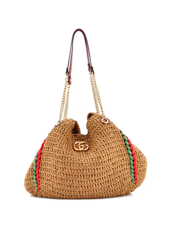 Gucci Pre-Owned Gucci Pre-Owned GG Marmont チェーン ラフィア トートバッグの商品画像