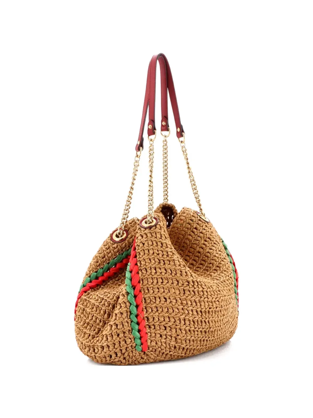 Gucci Pre-Owned GG Marmont チェーン ラフィア トートバッグ - 画像4