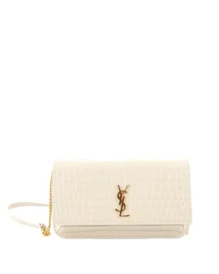 Saint Laurent Pre-Owned クラシック・モノグラム・フォンホルダー・ショルダーバッグ（クロコダイルエンボス・レザー）クロスボディバッグ - ニュートラルカラー - サムネイル1