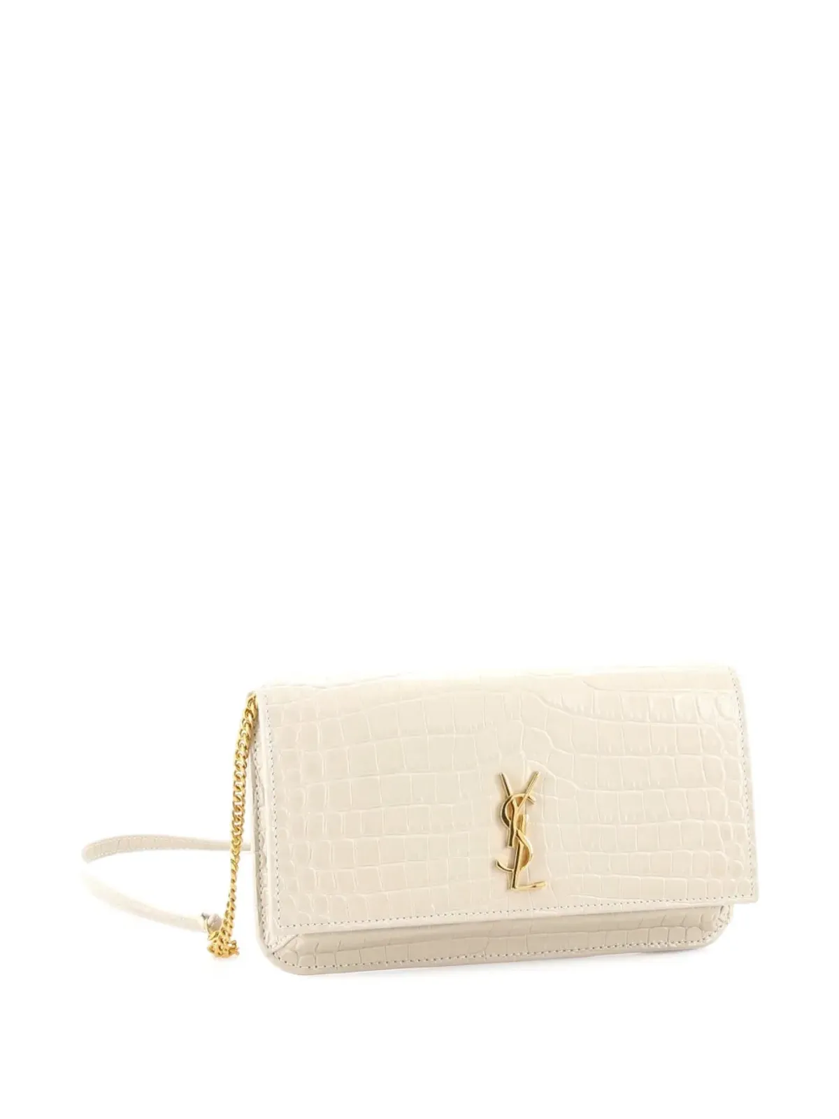 Saint Laurent Pre-Owned クラシック・モノグラム・フォンホルダー・ショルダーバッグ（クロコダイルエンボス・レザー）クロスボディバッグ - ニュートラルカラー - 画像3