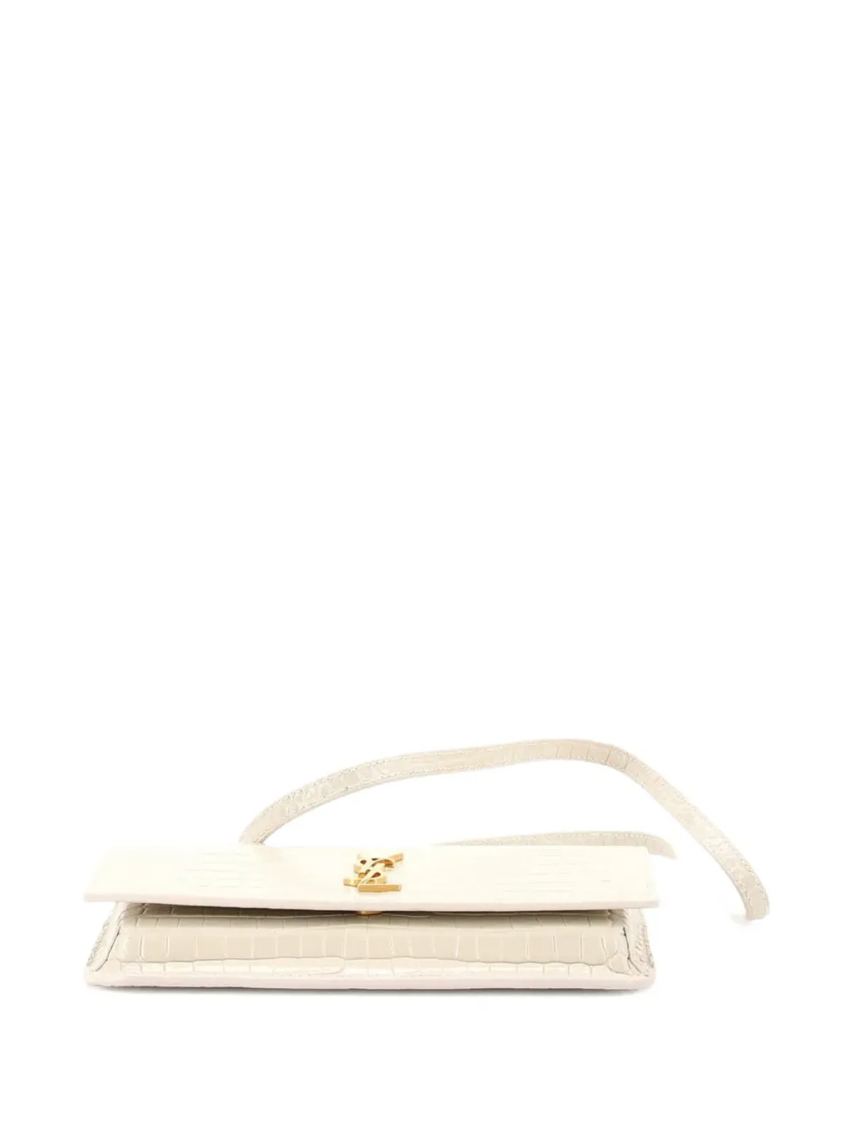 Saint Laurent Pre-Owned クラシック・モノグラム・フォンホルダー・ショルダーバッグ（クロコダイルエンボス・レザー）クロスボディバッグ - ニュートラルカラー - 画像4