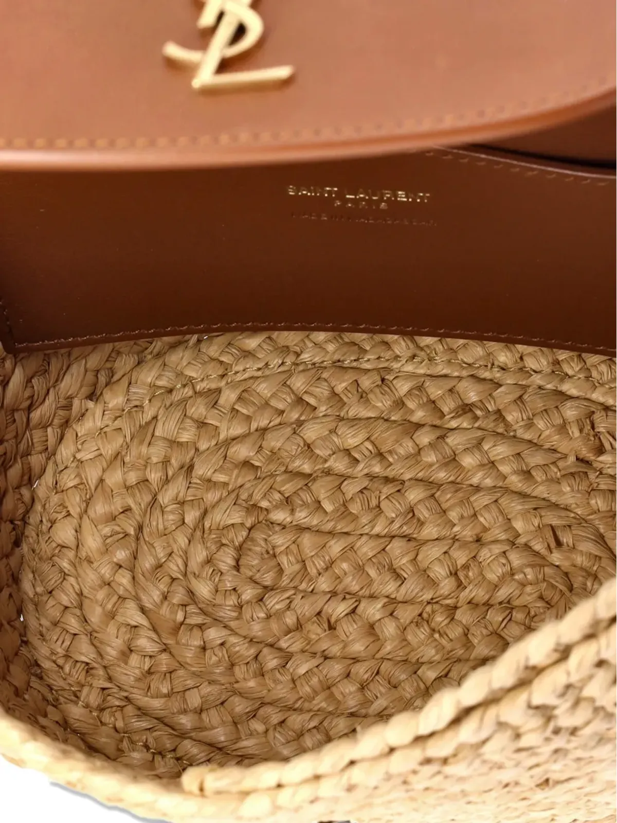 Saint Laurent Pre-Owned マノン バスケットバッグ ラフィア×レザー ショルダーバッグ - 画像4