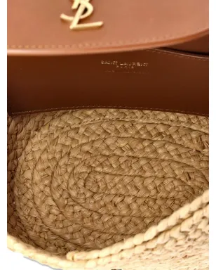 Saint Laurent Pre-Owned マノン バスケットバッグ ラフィア×レザー ショルダーバッグ - サムネイル4