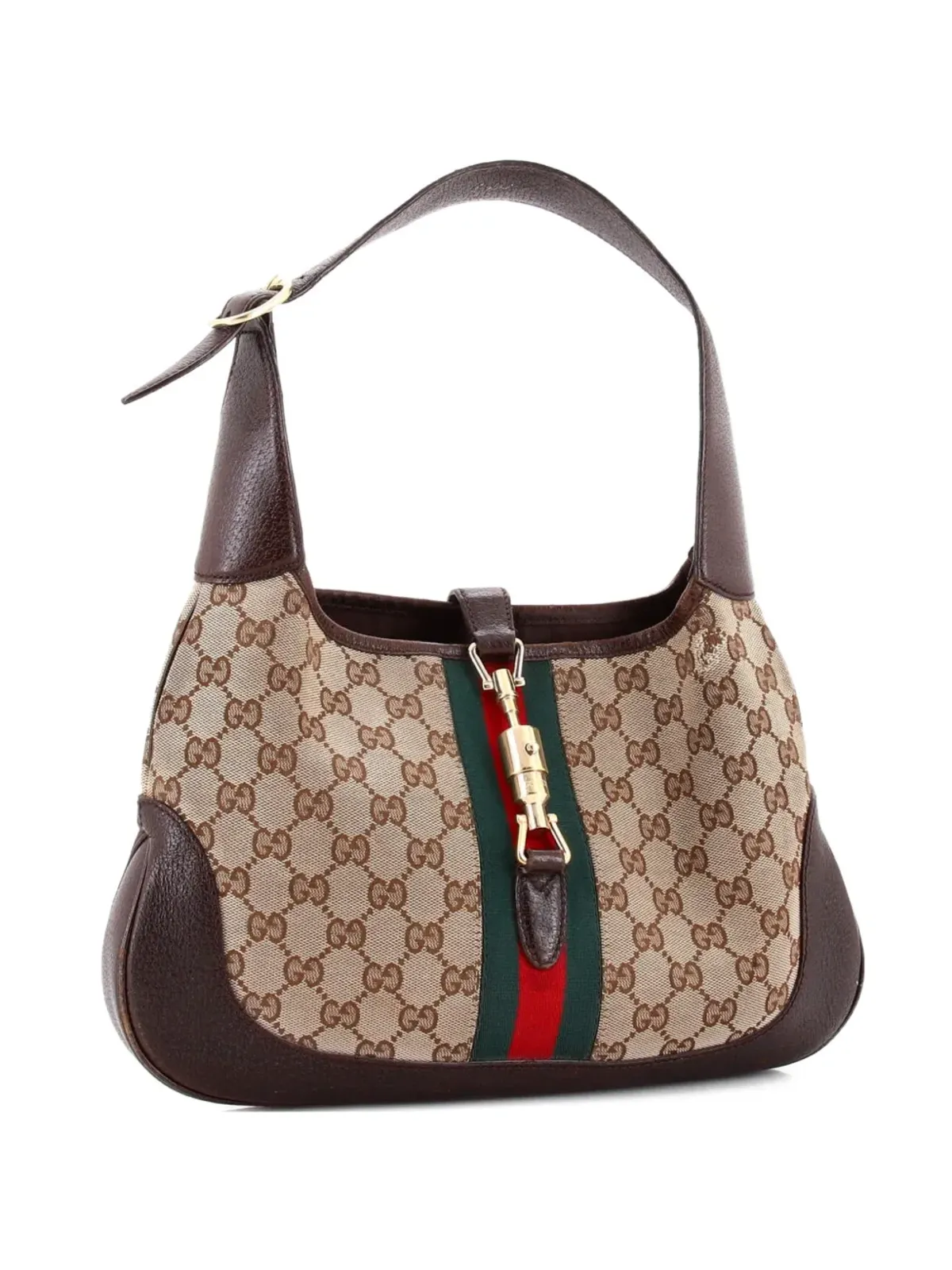 Gucci Pre-Owned ジャッキー・オリジナル・ウェブ・ショルダーバッグ レザーとGGキャンバス - 画像1