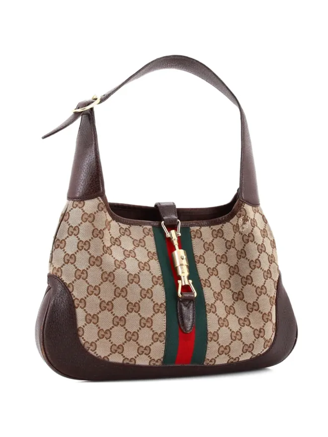 Gucci Pre-Owned Gucci Pre-Owned ジャッキー・オリジナル・ウェブ・ショルダーバッグ レザーとGGキャンバスの商品画像