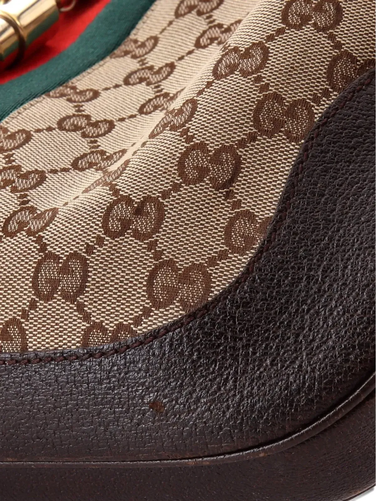 Gucci Pre-Owned ジャッキー・オリジナル・ウェブ・ショルダーバッグ レザーとGGキャンバス - 画像5