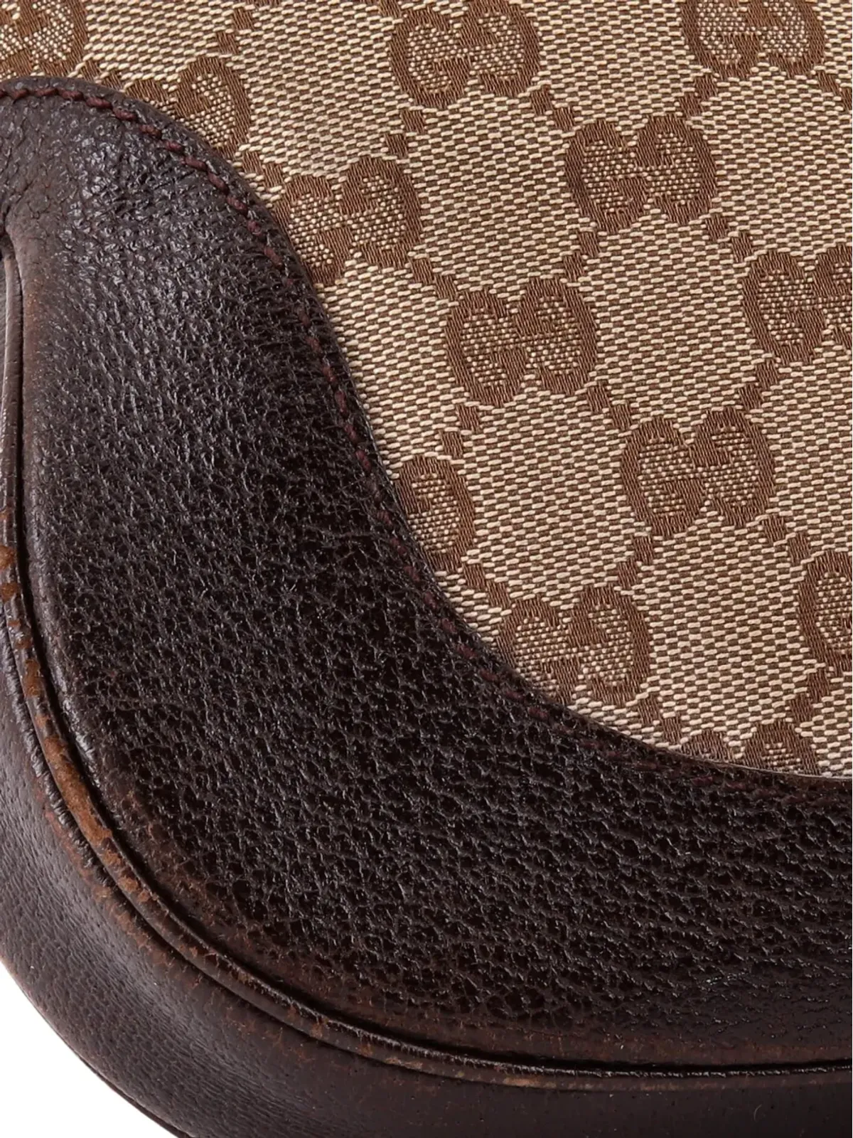 Gucci Pre-Owned ジャッキー・オリジナル・ウェブ・ショルダーバッグ レザーとGGキャンバス - 画像4