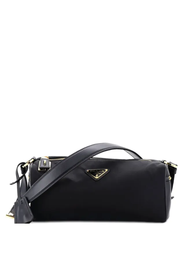 Prada Pre-Owned Prada Pre-Owned Padlock Bauletto Re-Nylon with Leather Medium shoulder bag - Blackの商品画像