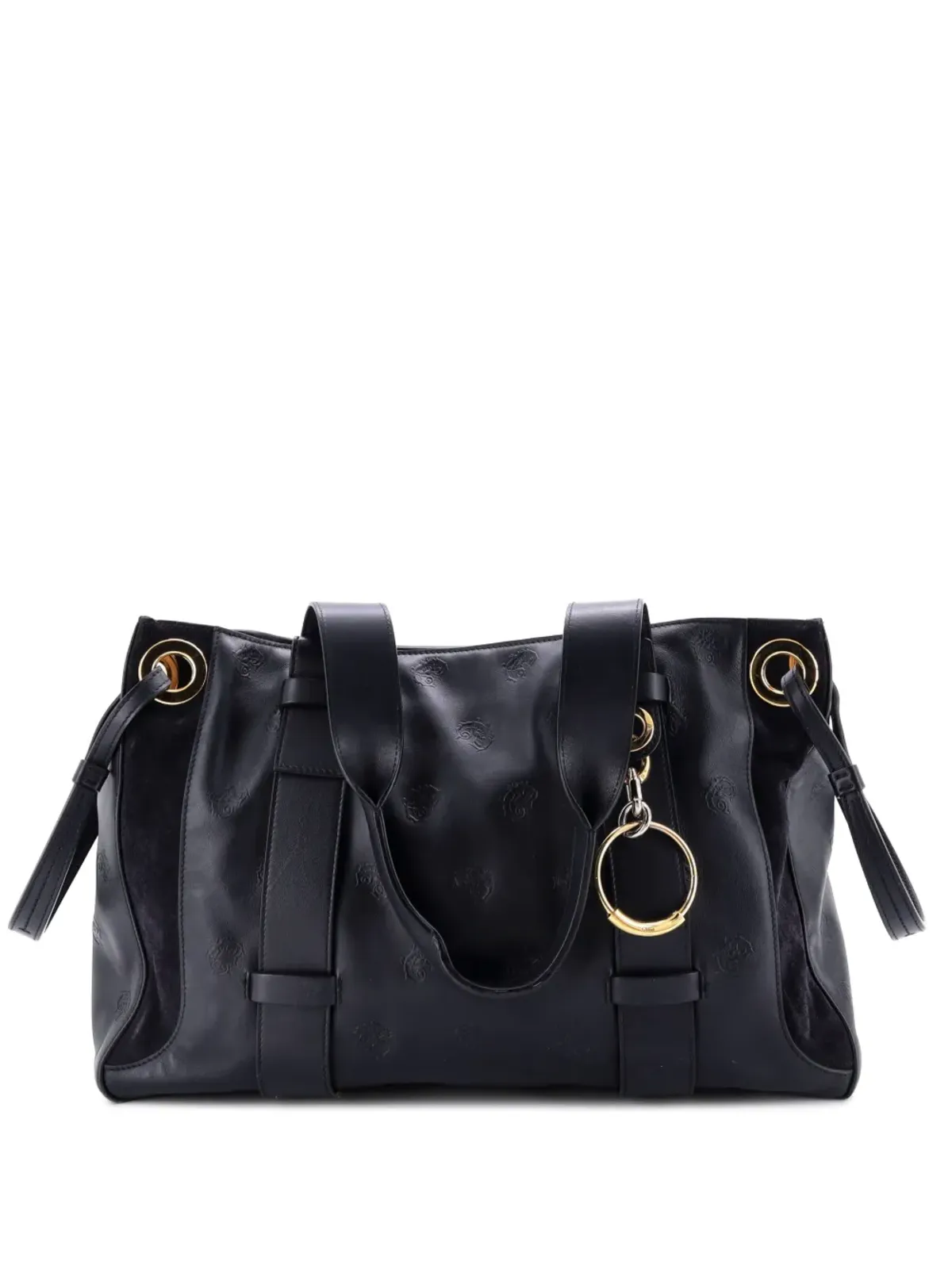 Chloé Pre-Owned Tao ジップ付き 小さな馬の刺繍入り レザー トートバッグ - 画像1