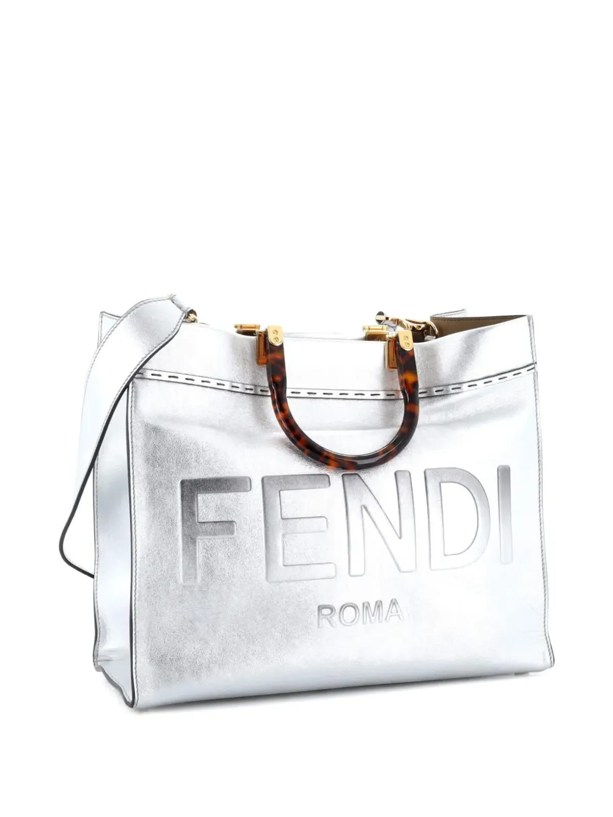 Fendi Pre-Owned サンシャインショッパー レザー ミディアム トートバッグ - メタリック - 画像3