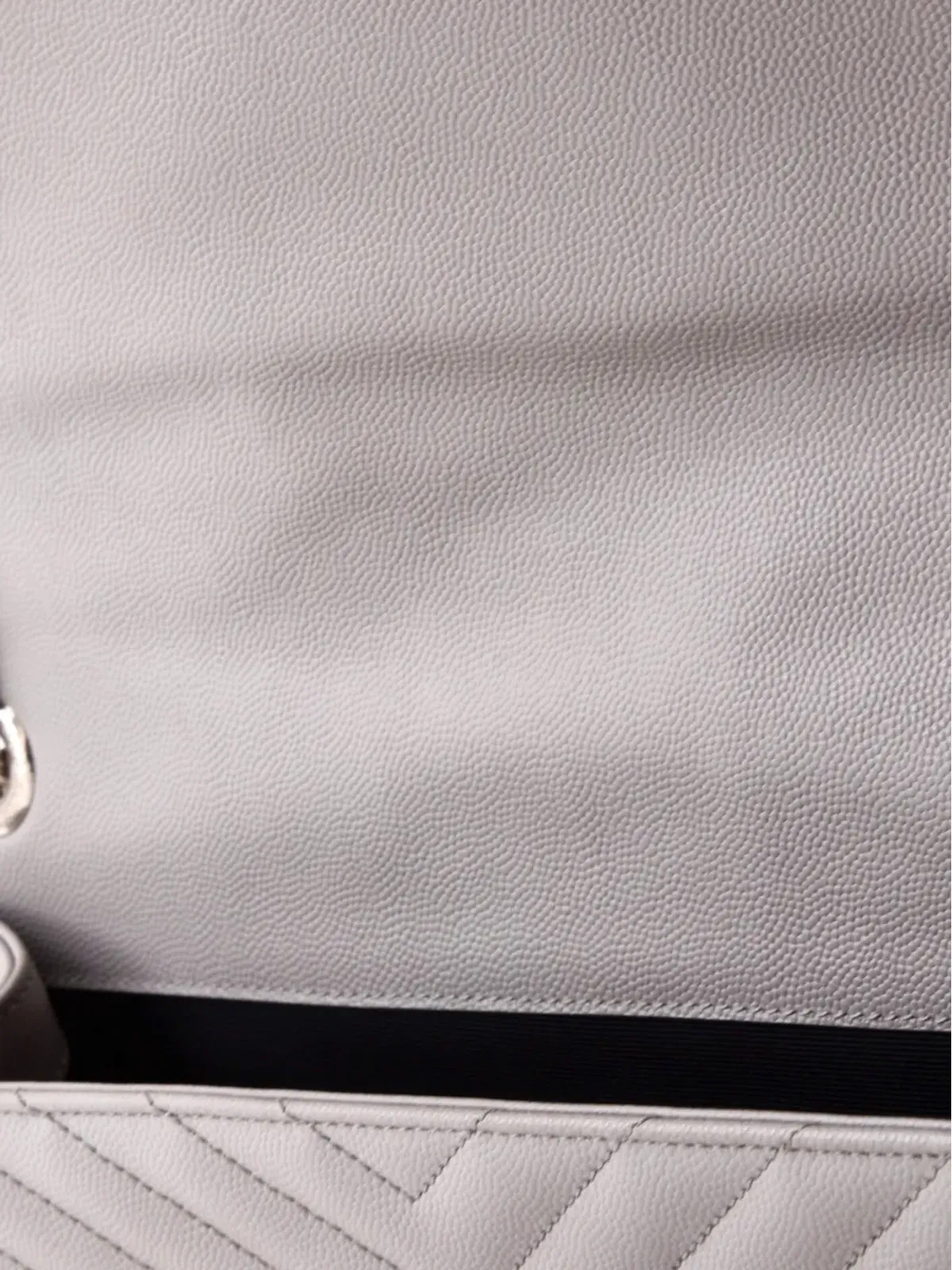 Saint Laurent Pre-Owned Classic Monogram Envelope Satchel Matelasse Chevron Leather Large shoulder bag - Grey - 画像5