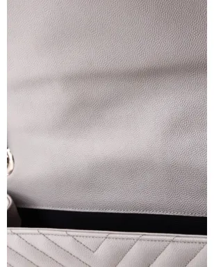 Saint Laurent Pre-Owned Classic Monogram Envelope Satchel Matelasse Chevron Leather Large shoulder bag - Grey - サムネイル5