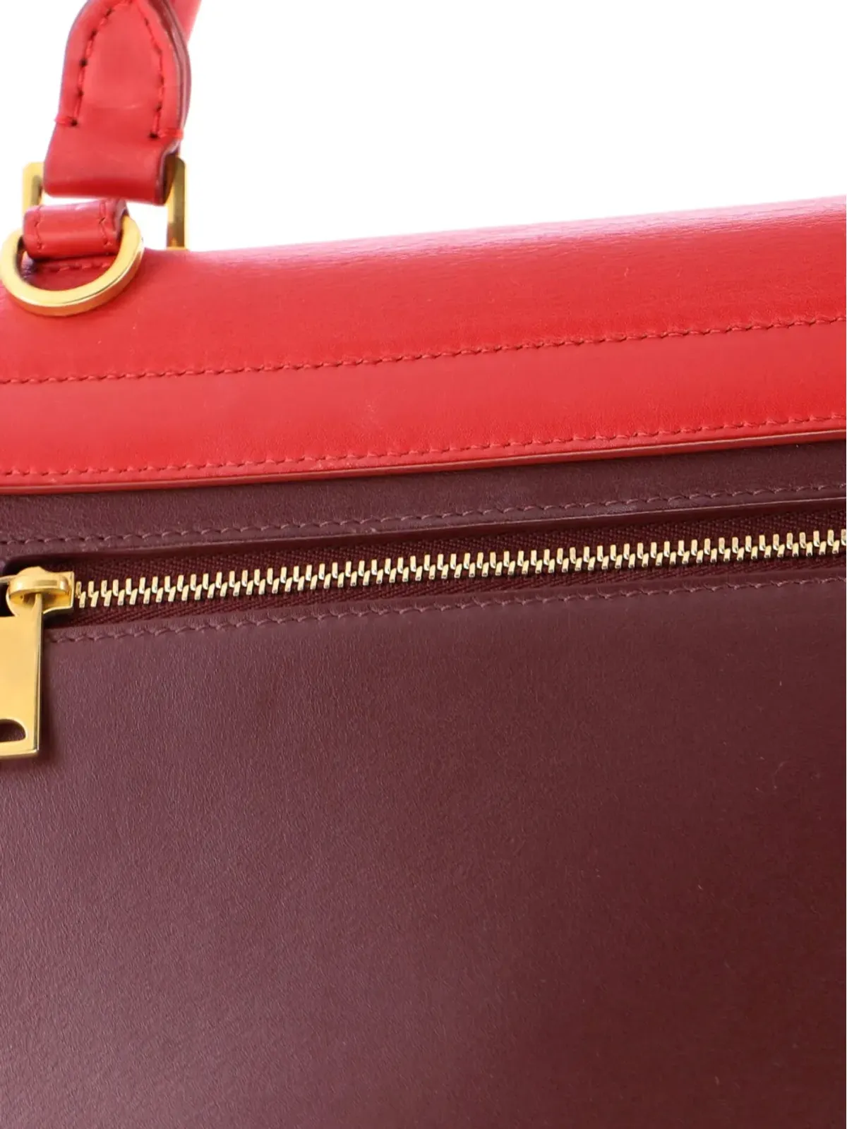 Celine Pre-Owned バイカラー トラペーズバッグ レザー ブラウン - 画像5