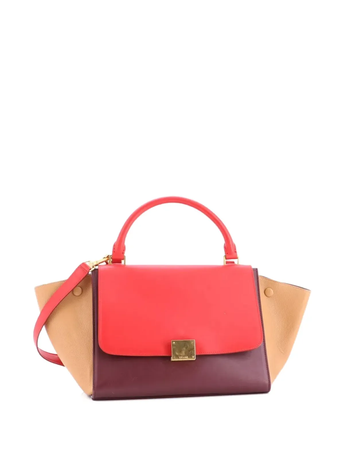 Celine Pre-Owned バイカラー トラペーズバッグ レザー ブラウン - 画像3