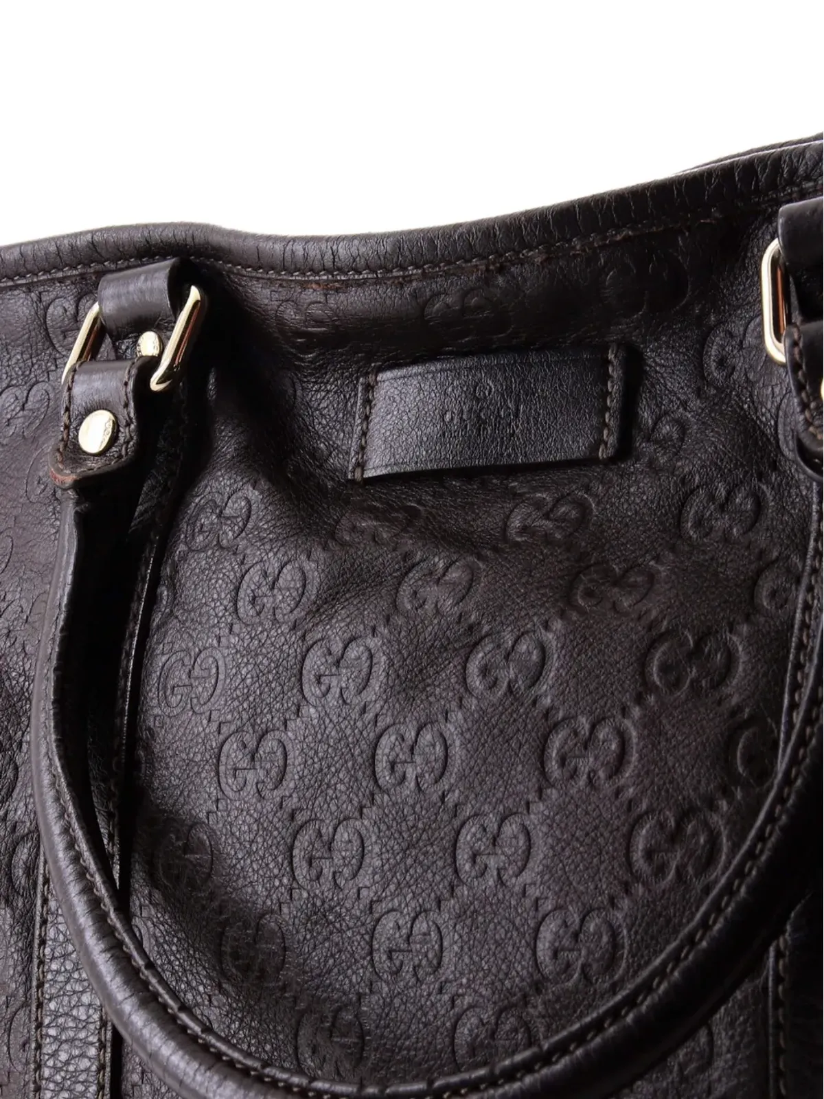 Gucci Pre-Owned ジョイ ジップ トップ グッチシマ レザー トートバッグ ブラウン - 画像4