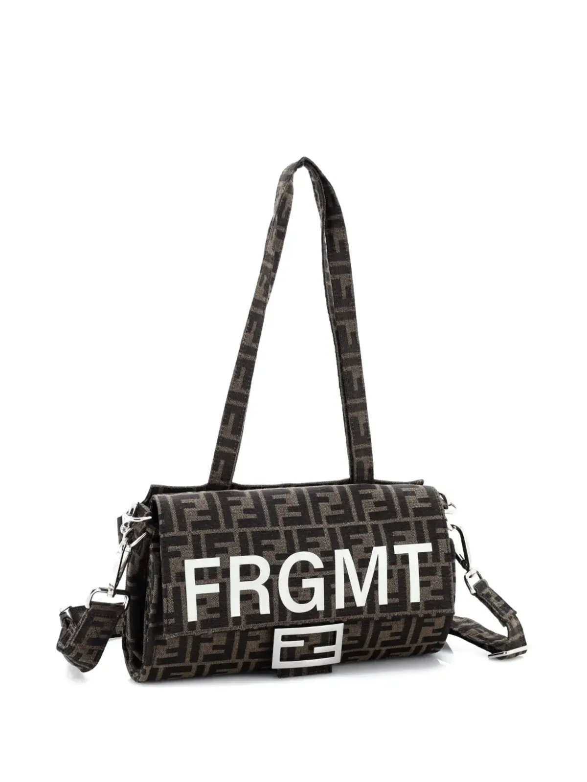Fendi Pre-Owned x FRGMT 折りたたみ式バゲットバッグ Zuccaキャンバス ショルダーバッグ - 画像3