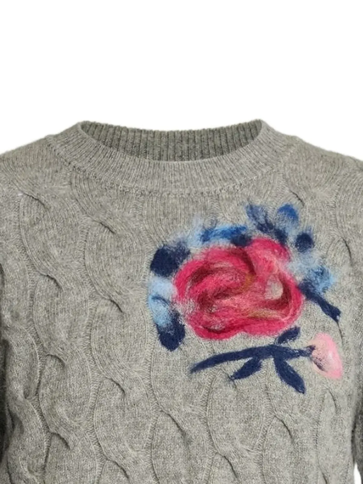 ERDEM 花モチーフのケーブルニットセーター - 画像2