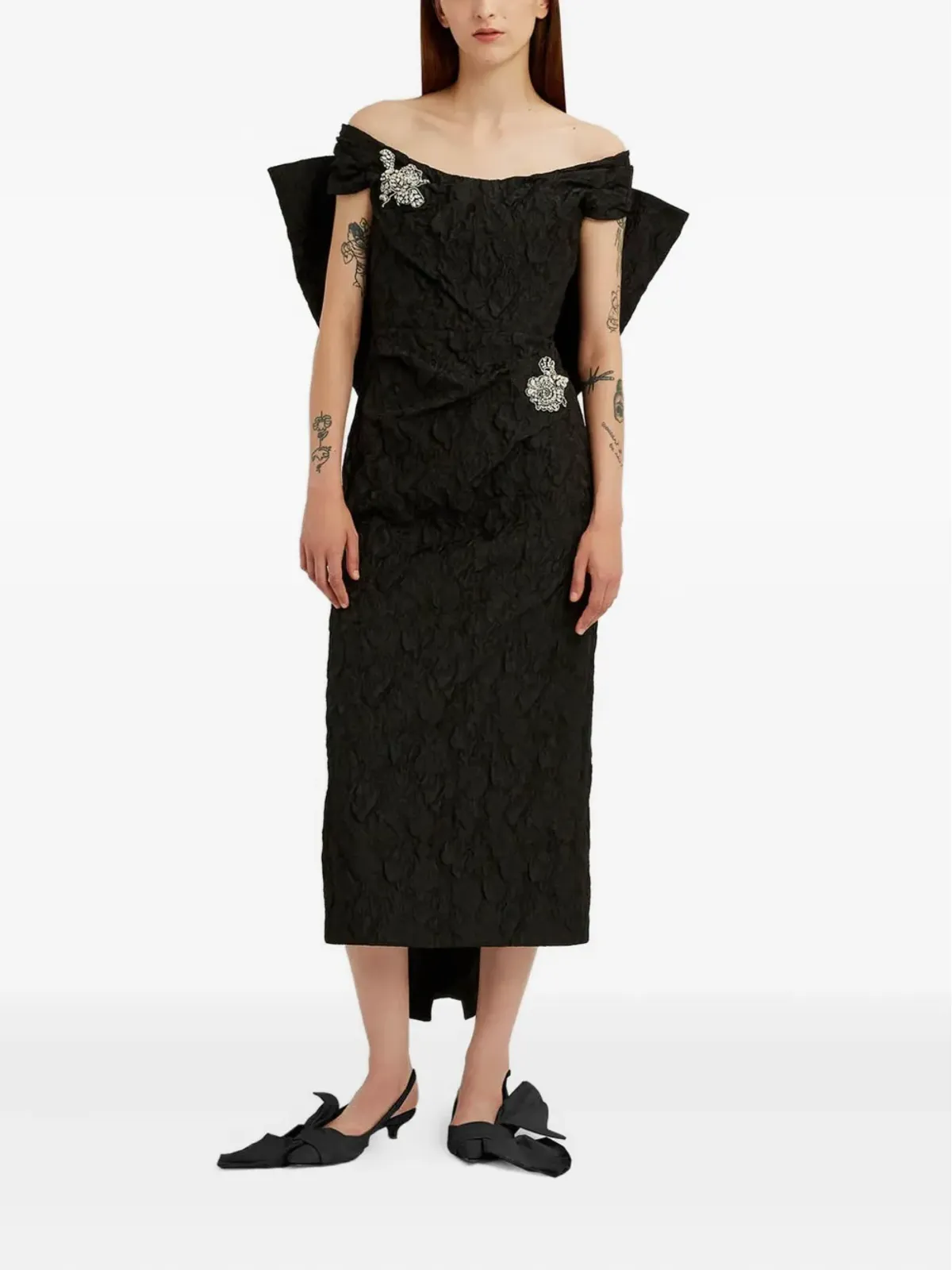 ERDEM オフショルダーミディドレス - 画像2