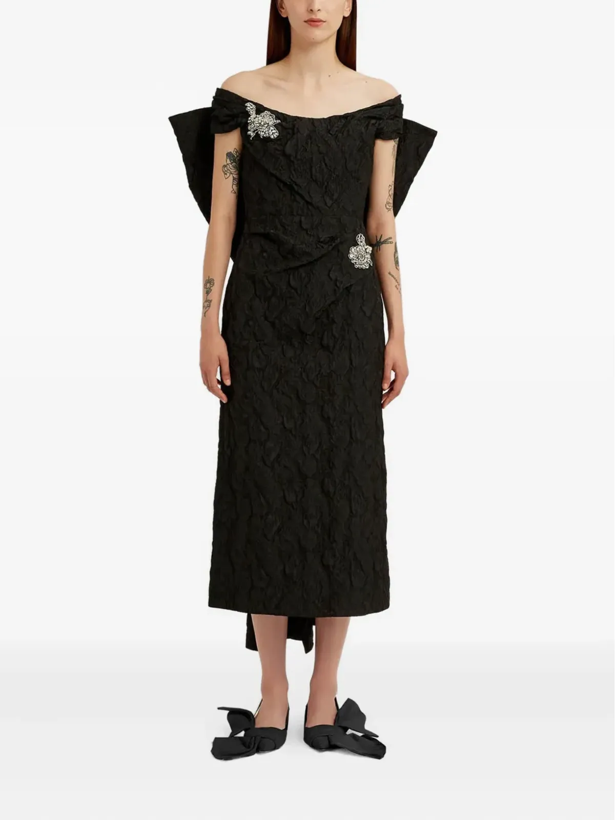 ERDEM オフショルダーミディドレス - 画像3