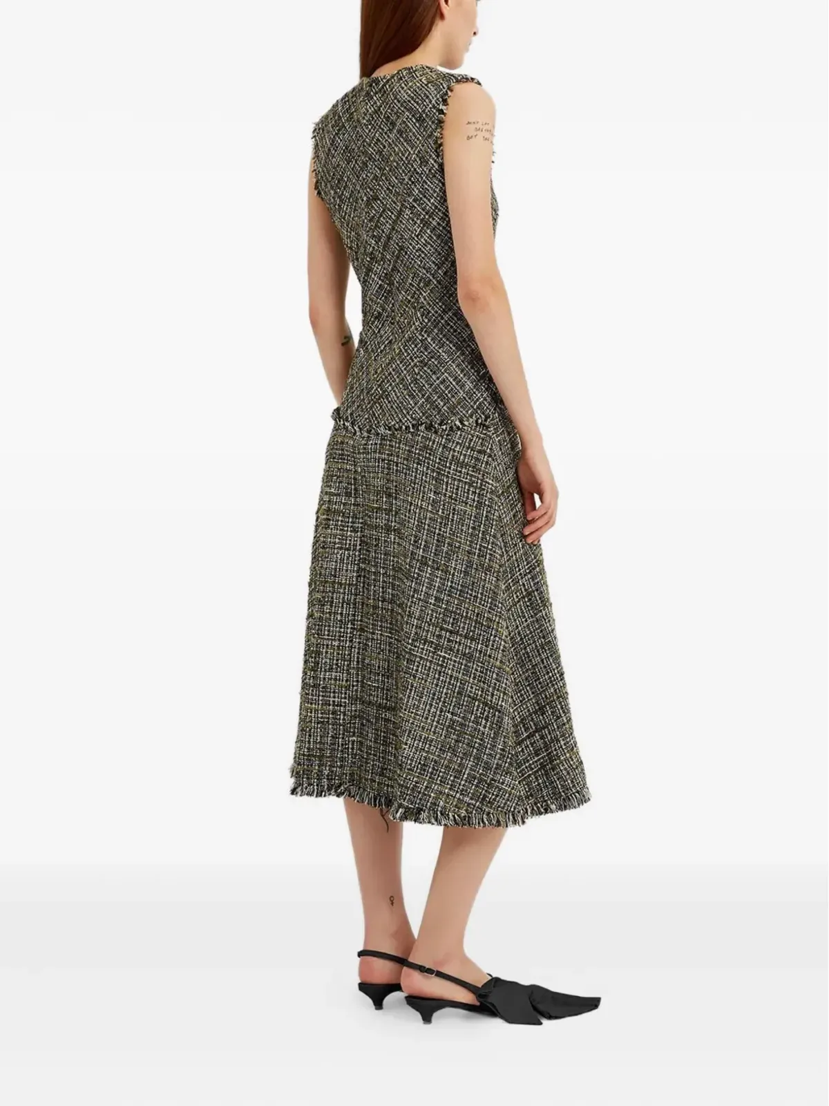ERDEM ツイード ノースリーブ ミディドレス - 画像5