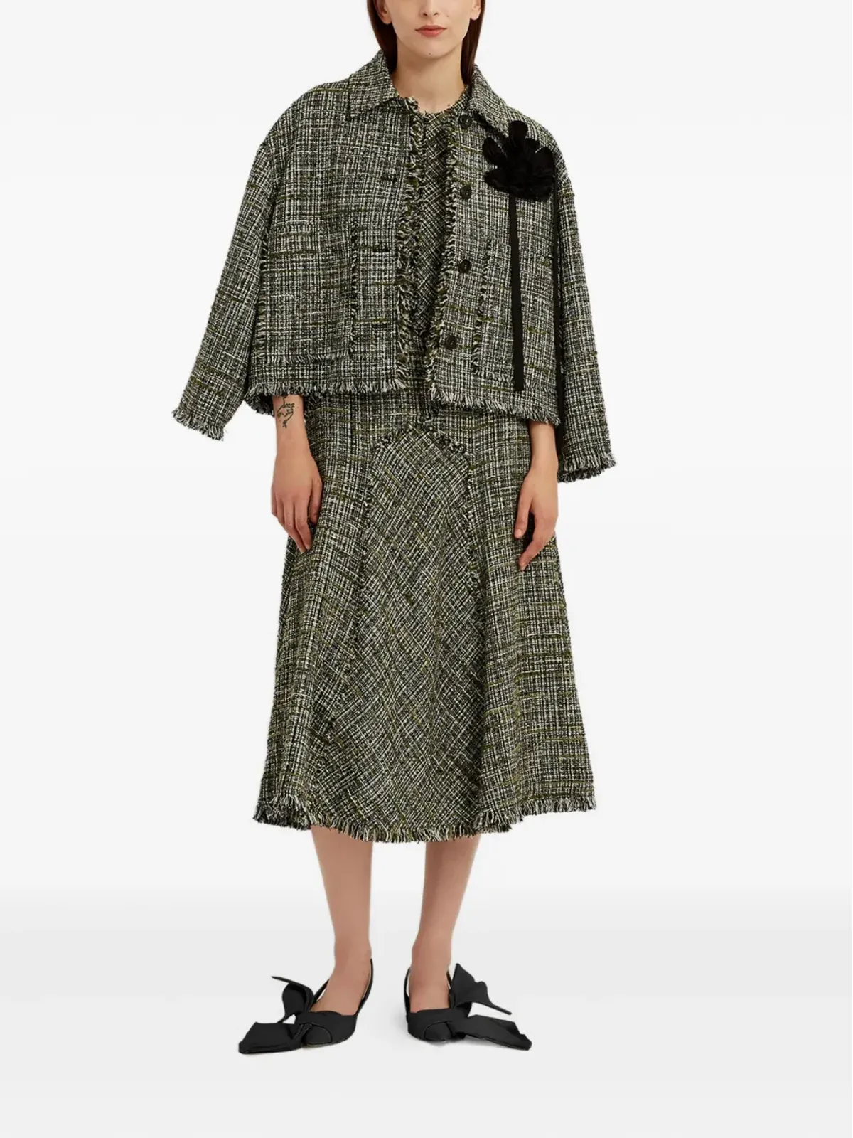 ERDEM ツイード ノースリーブ ミディドレス - 画像2