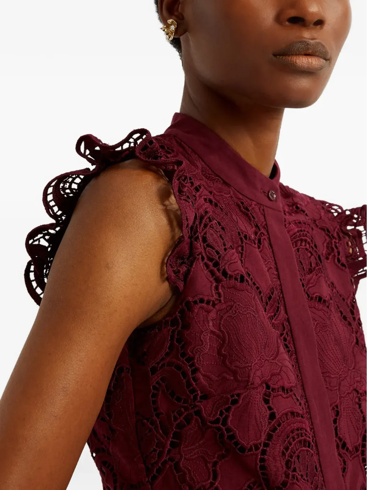 ERDEM フリル付きレースミディドレス - 画像4