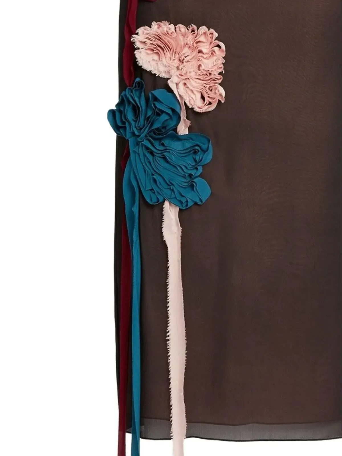 ERDEM silk flower-embellished midi skirt - Brown - 画像2