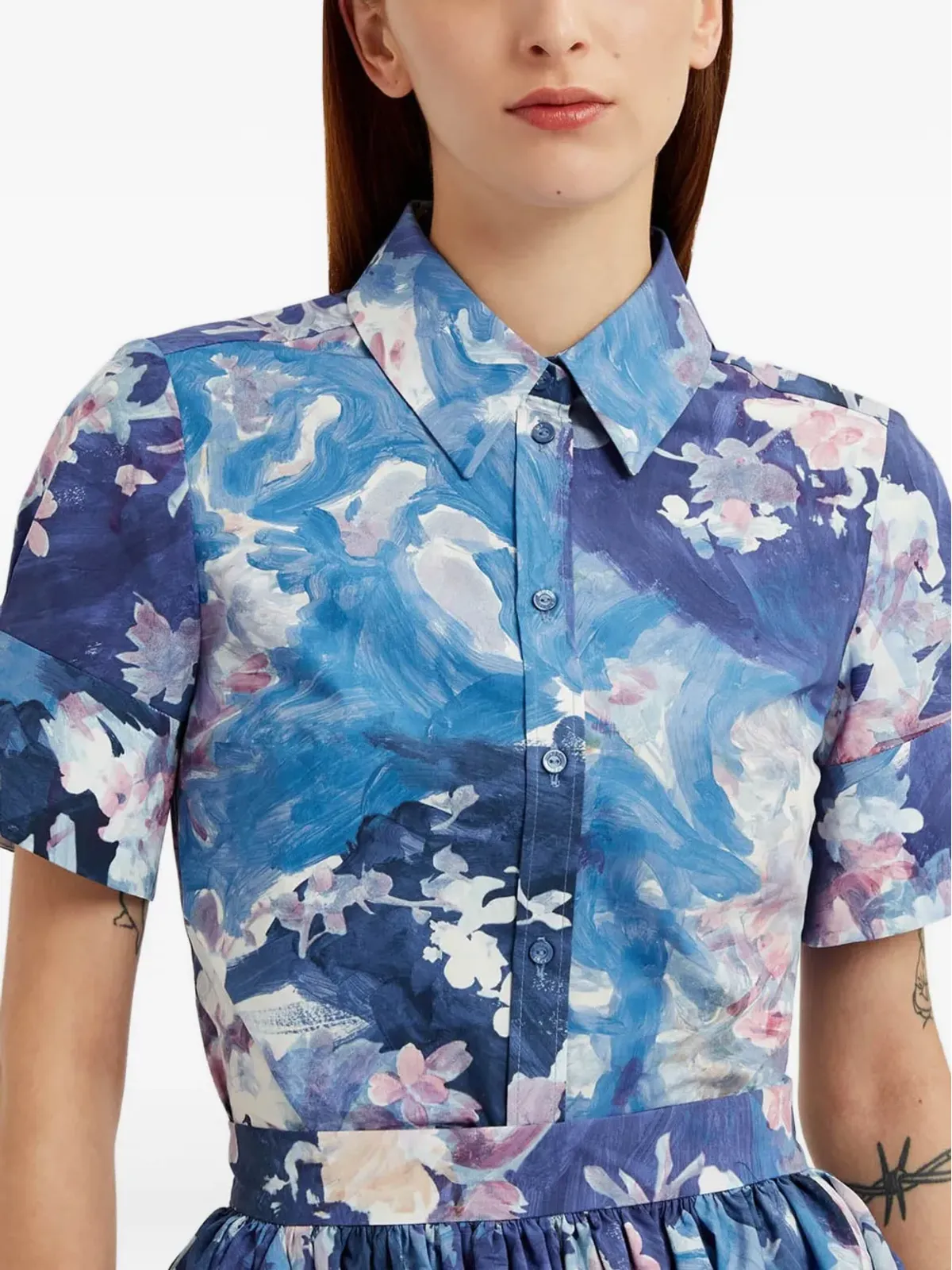 ERDEM 花柄プリント半袖シャツ - 画像5