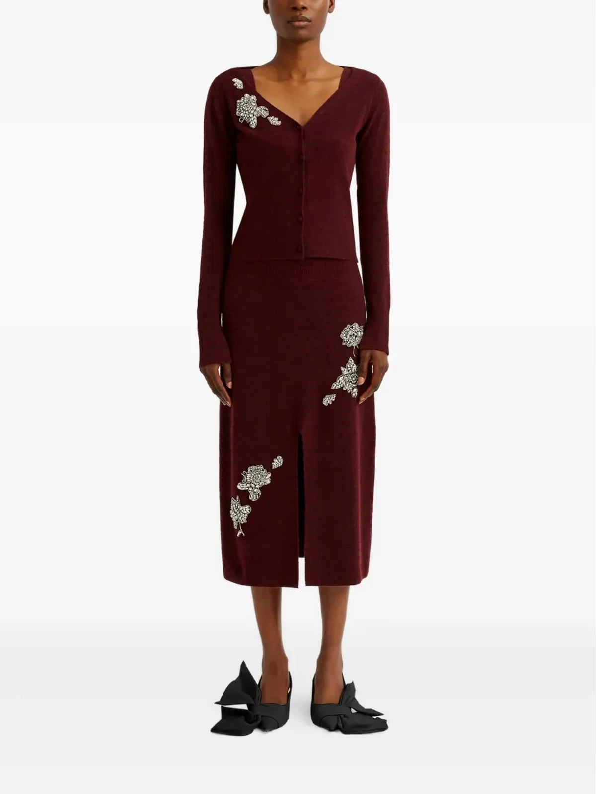 ERDEM エンベリッシュド ミディスカート - レッド - 画像2
