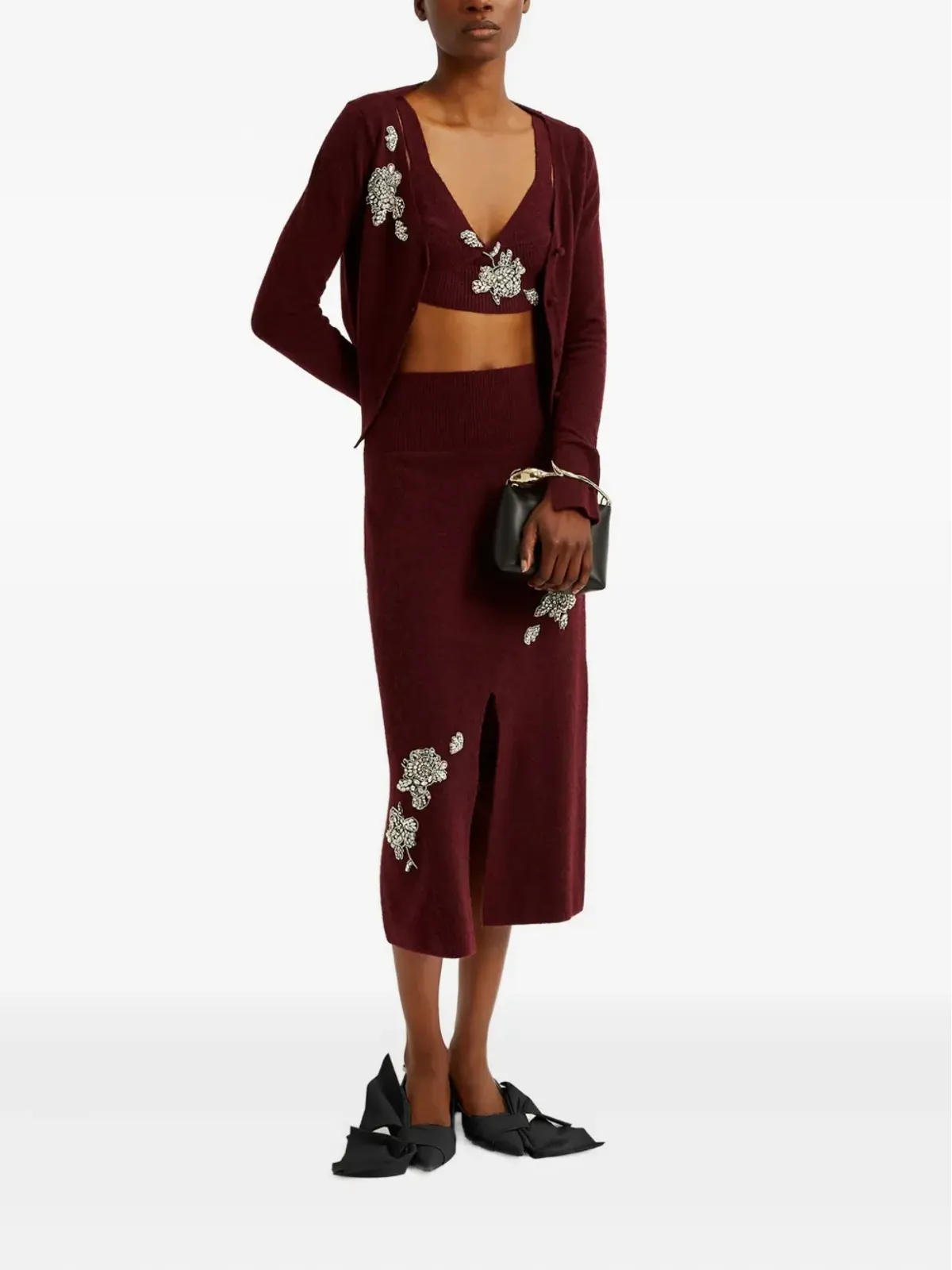 ERDEM エンベリッシュド ミディスカート - レッド - 画像3