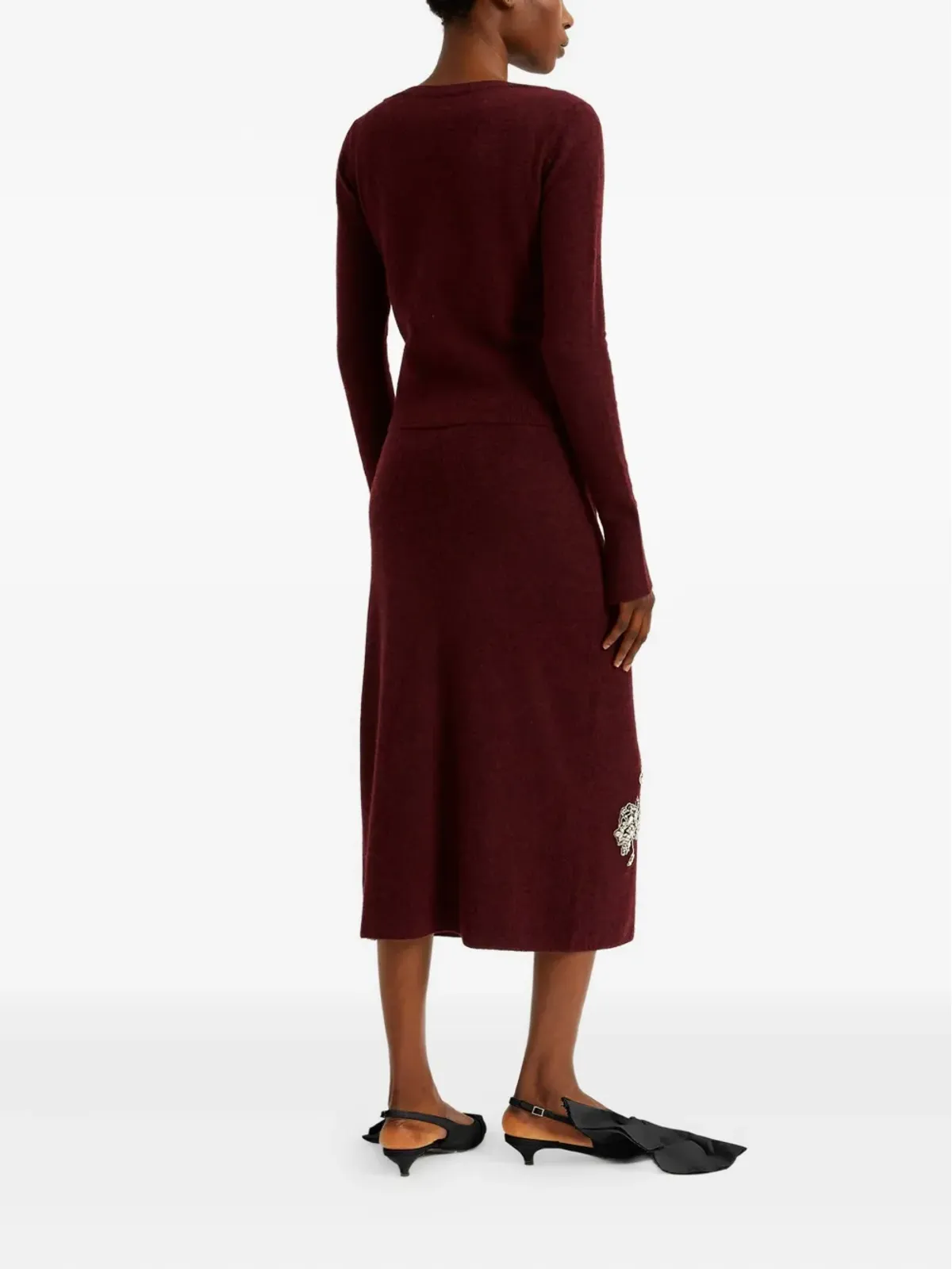 ERDEM エンベリッシュド ミディスカート - レッド - 画像4