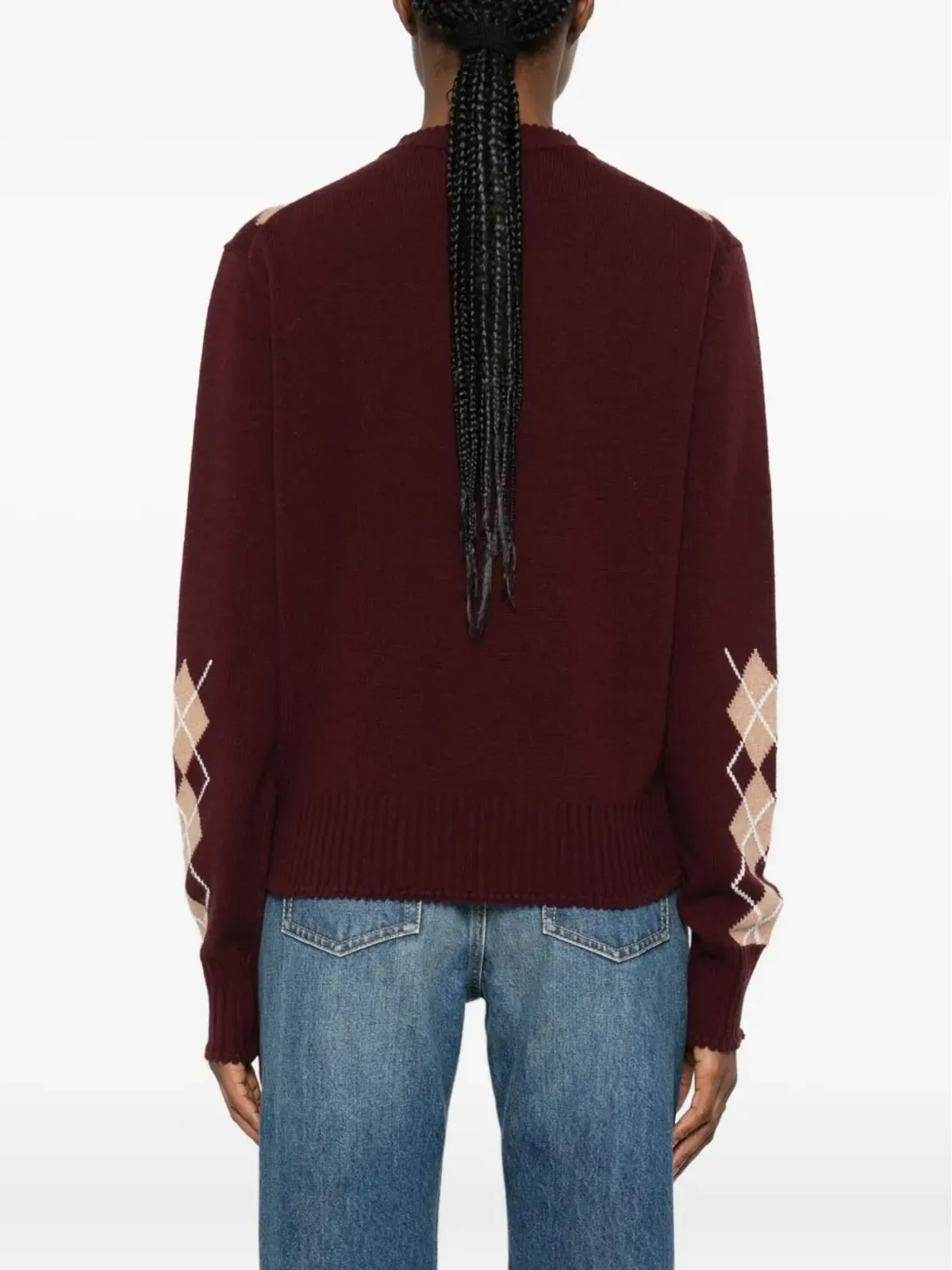 Chloé Vネック アーガイル編みニットジャンパー - レッド - 画像4
