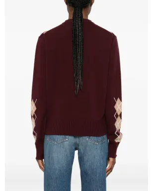 Chloé Vネック アーガイル編みニットジャンパー - レッド - サムネイル4