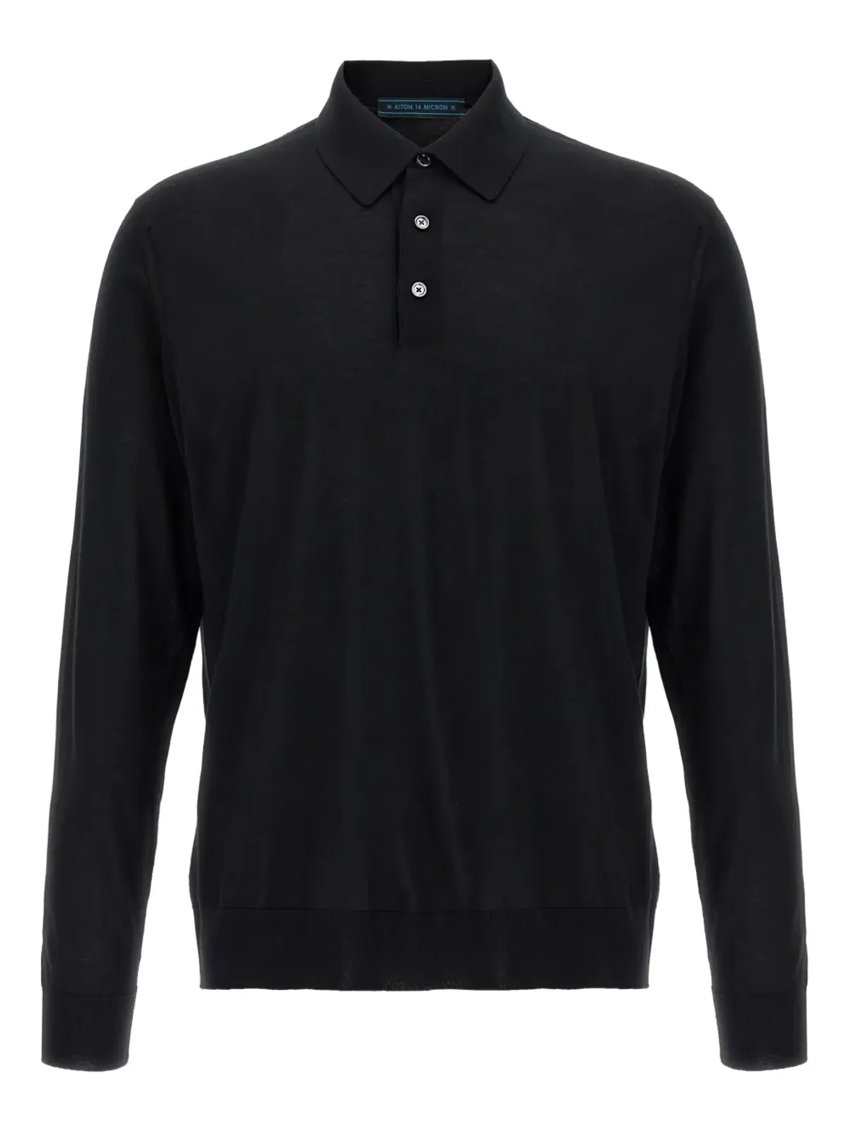 Kiton ロングスリーブ ウール ポロシャツ - ブラック - 画像1