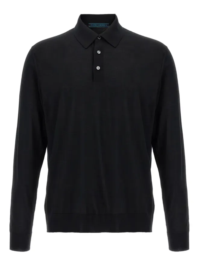 Kiton Kiton ロングスリーブ ウール ポロシャツ - ブラックの商品画像