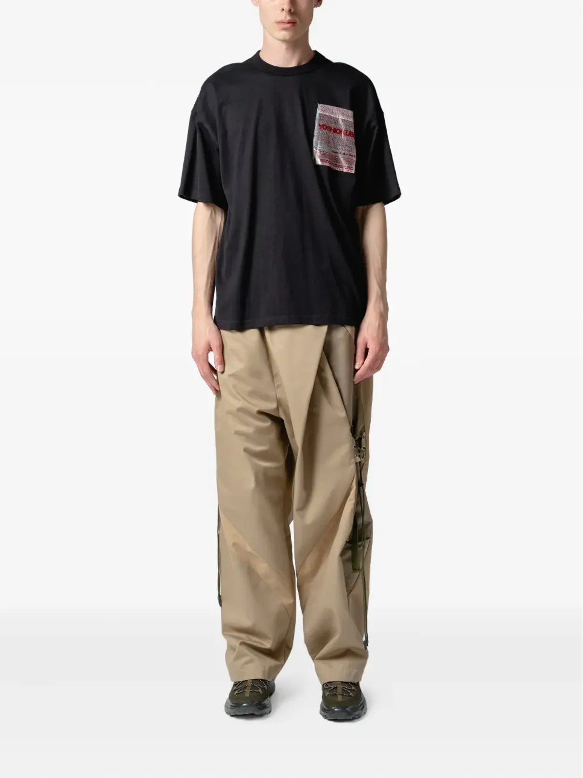Yoshiokubo パッチポケット付きコットンTシャツ - ブラック - 画像2