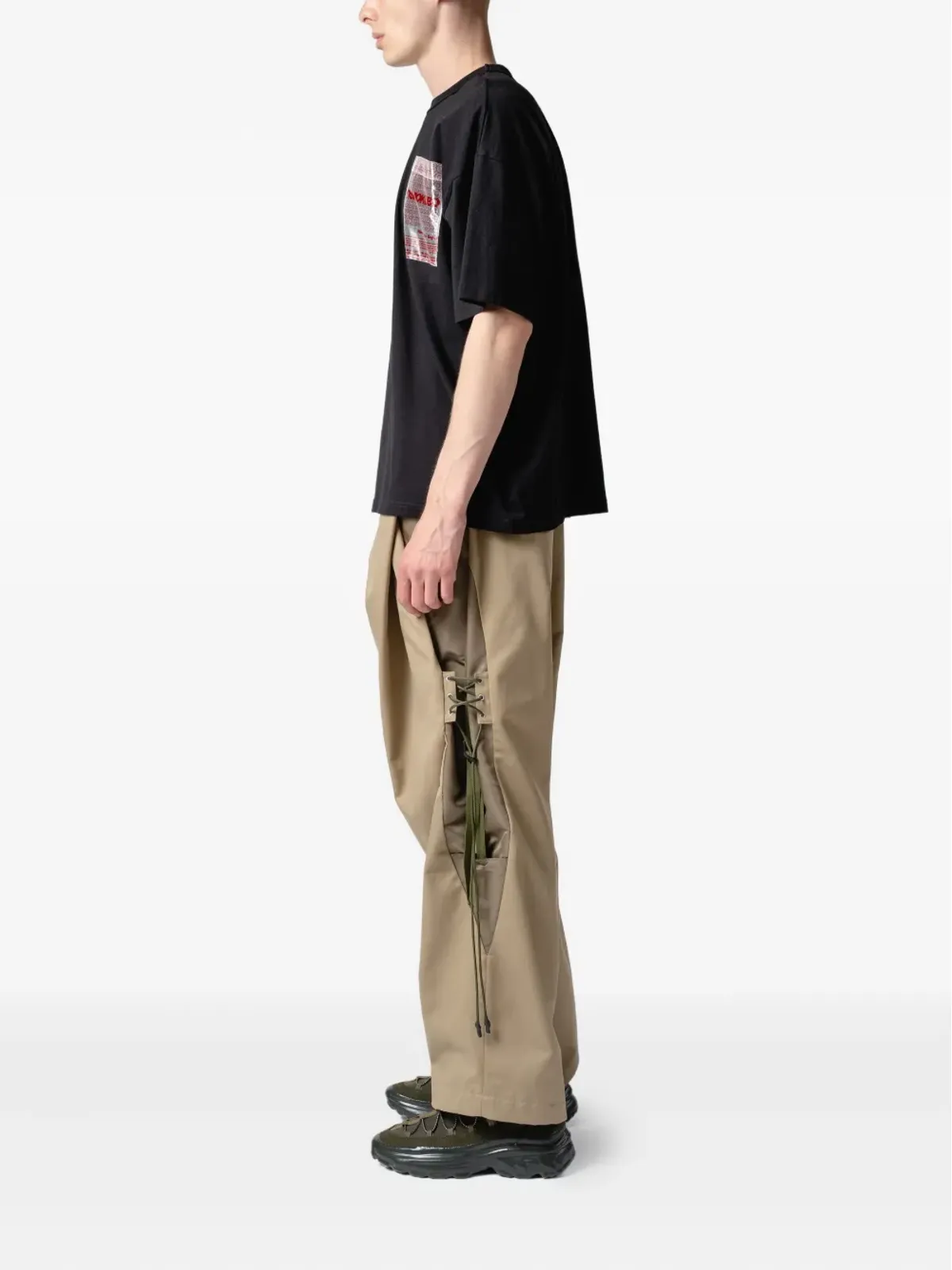 Yoshiokubo パッチポケット付きコットンTシャツ - ブラック - 画像3